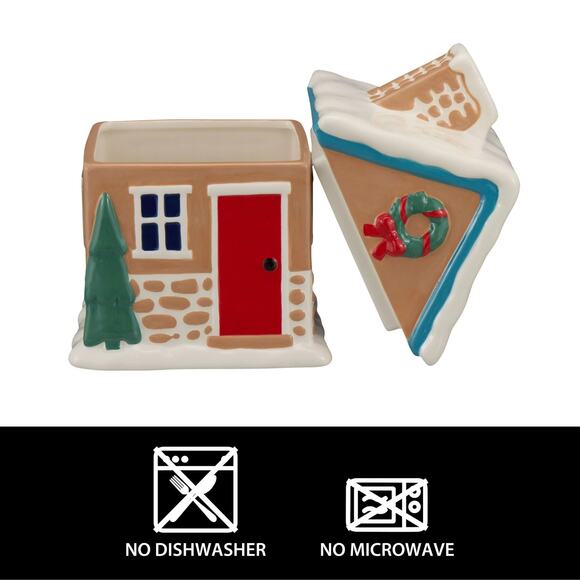 Holiday 57 oz Gingerbread House Glazed Ceramic Treat Cookie Jar Christmas Decor - Picture 3 of 5